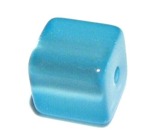 Polaris cube 8 mm bright turquoise glossy small hole