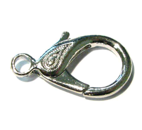 lobster claw clasp 29 mm – rhodium plated with pattern