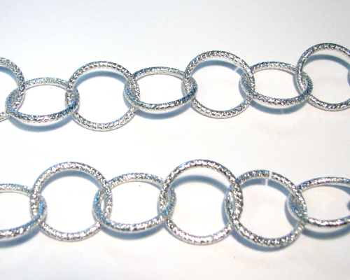 Link chain round – aluminium/diamond sanding – 20 mm wide – silver – 1 meter