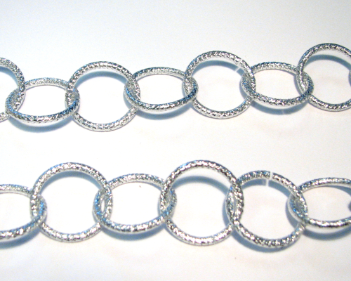 Gliederkette rund - Aluminium / Diamantschliff - 20mm breit - silber - 1 Meter