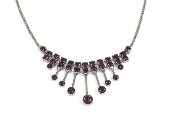 Crystal necklace amethyst – set with Swarovski crystals – short necklace 36-41 cm