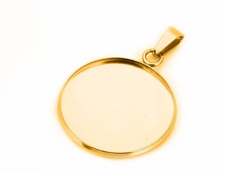 Pendant – frame – stainless steel gold colored — Capacity for 25 mm Cabochons and Others