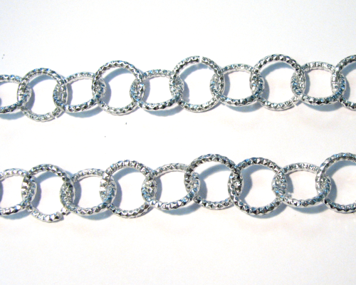 Link chain round – aluminium/diamond sanding – 15 mm wide – silver – 1 meter
