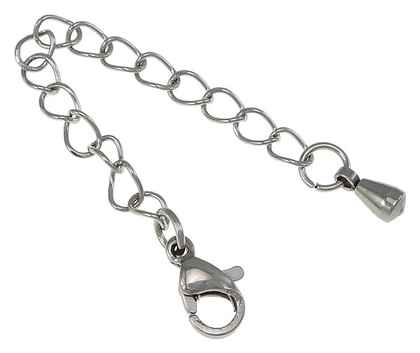 extender chain + lobster claw clasp approx. 6 cm + final drop – stainless steel