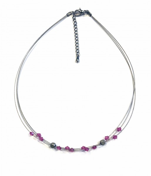 Steel rope collier – amethyst – adjustable length 41-46 cm