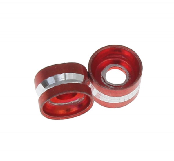 Aluminium Röhre - Radl 6x4mm rot-silber- Loch 2mm - 1 Stück