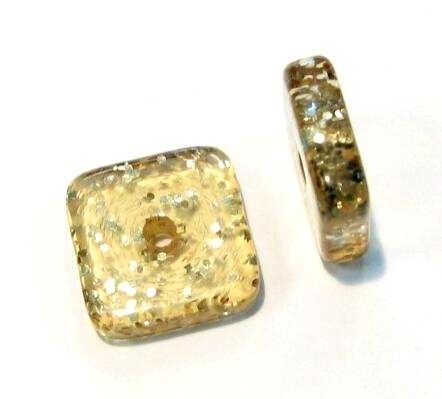 Spacer square 10 mm Fine glitter gold – 1 pcs.