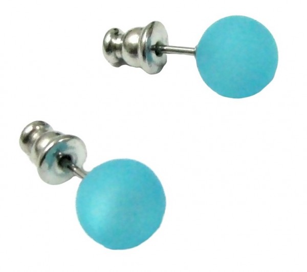 Polaris Earrings 8 mm --Stainless steel- 1 pair – light-turquoise