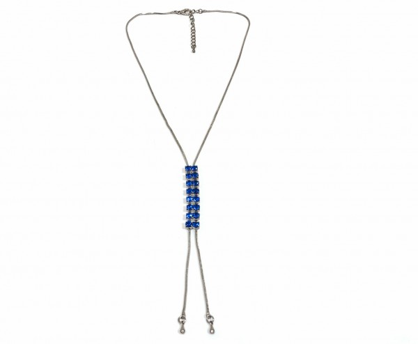 Kristall Collier Bolo saphir - mit Swarovski Kristallen besetzt - 42-48cm