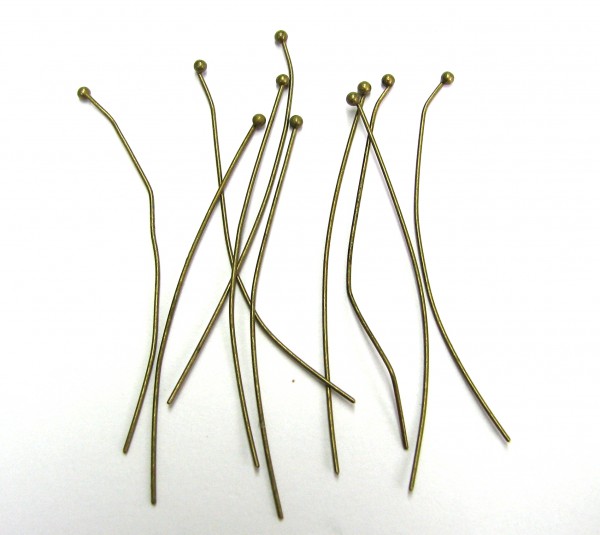 Headpins 50x0,6 mm – color: Bronze – Head round 1.8 mm – 10 pieces