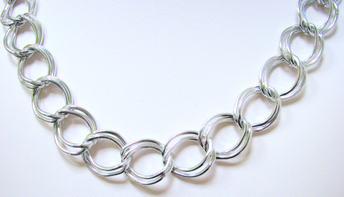 Link chain Twin 1 – Aluminium – 16 mm wide – silver – 1 meter