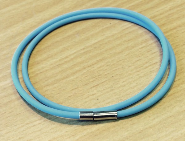Kautschuk Collier 3mm hell-blau - mit Klickverschluss - verschiedene Längen