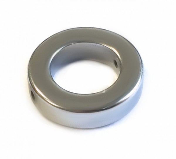 Hematite circle 14x4 mm – platinum glossy coloured finish – 1 pcs.