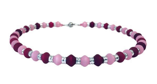 Polaris Doppelkonus Collier - in verschiedenen Längen - brombeer - pink - silber