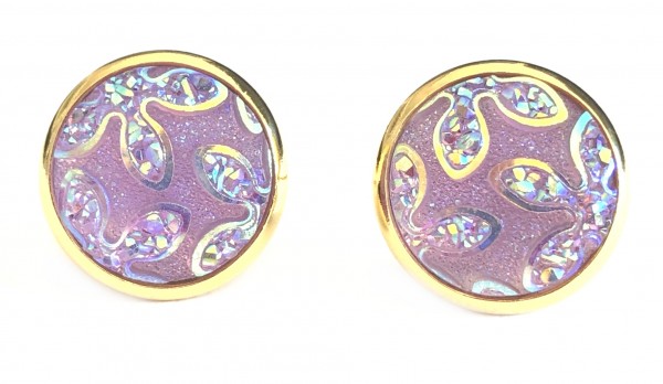 Sunny stud earrings stainless steel 14mm - gold lilac