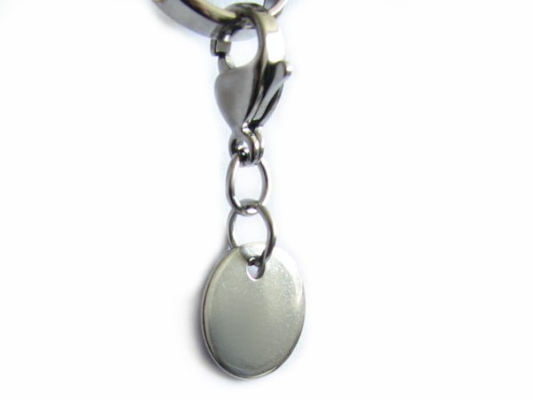 Charms - Pendant with lobster clasp - STAINLESS STEEL - Engraving plate