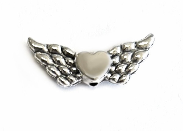 Angel wings - double - 22mm- antique silver colored