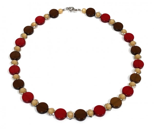 Polaris – stainless steel necklace – 45 cm – ruby-brown