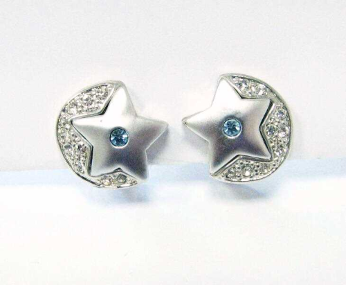 Ear clips star aqua-crystal