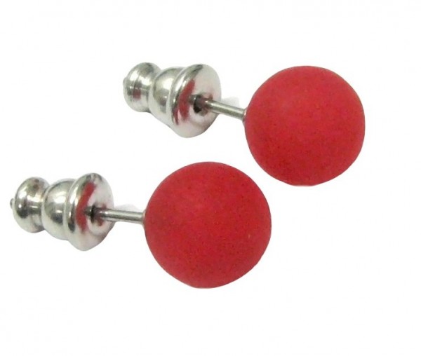 Polaris Ohrstecker 8mm --Edelstahl-- 1 Paar - rot