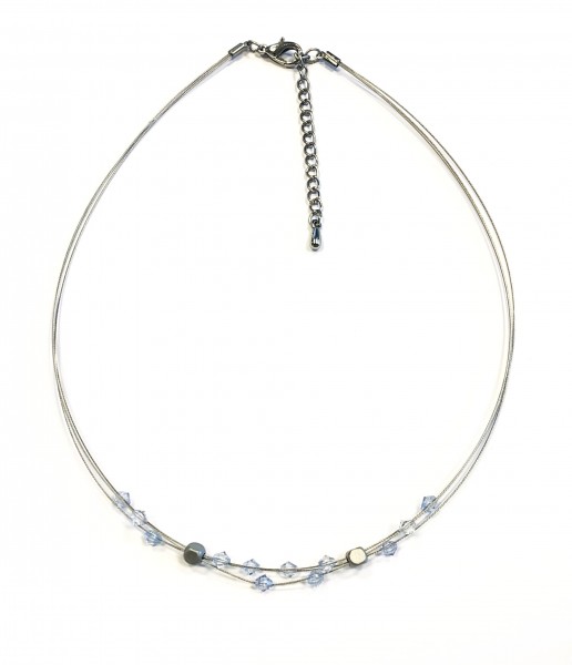 Steel wire collier – light saphire – Adjustable length 41-46 cm