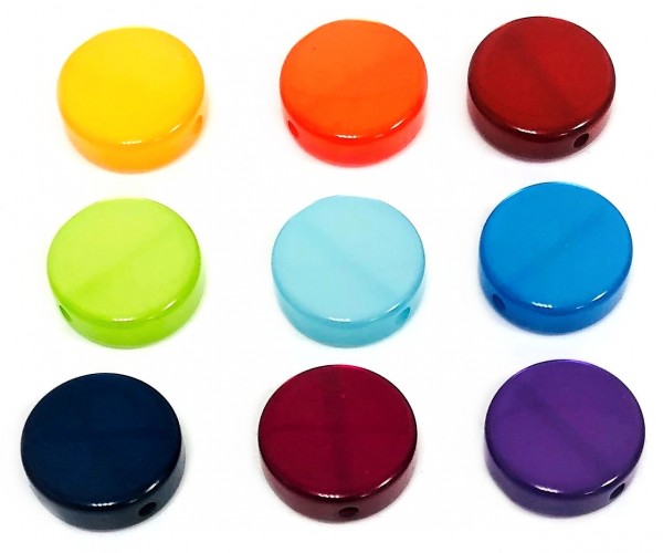 Polaris Coins 12 mm – 9 pieces in rainbow colors – glossy