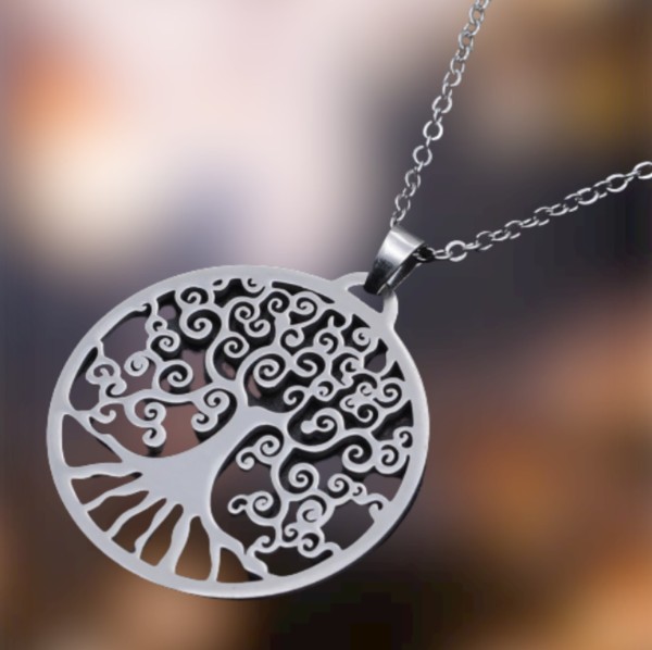 Chain with pendant Tree of Life- stainless steel - adjustable length