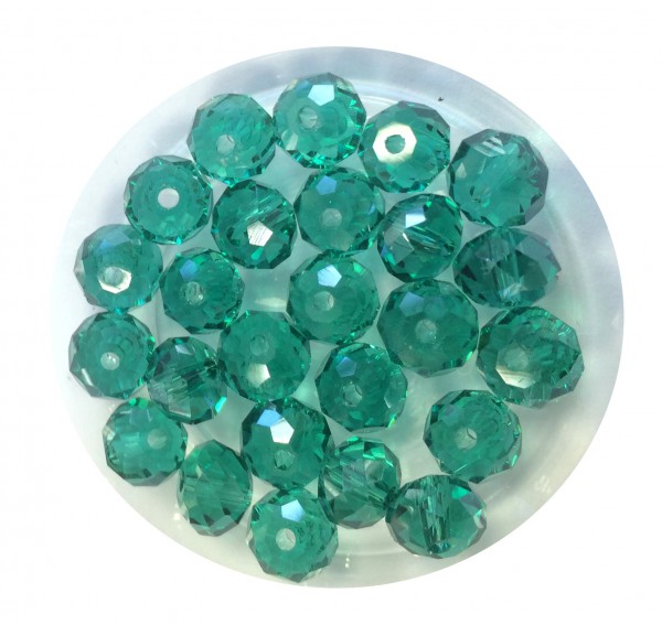 Glass cut beads Rondelle 6x4 mm – emerald- 25 pieces – in best quality!