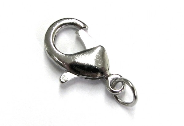 lobster claw clasp 18 mm – color: Platinum – with binding ring – high quality