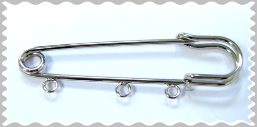 Kilt needle – pin 70 mm with 3 eyelets – color: Silver platinum