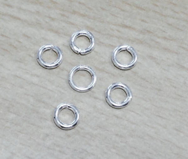 Jump rings / Binding rings 5-6 mm x 1 mm – silver 925 pieces – 6 pieces