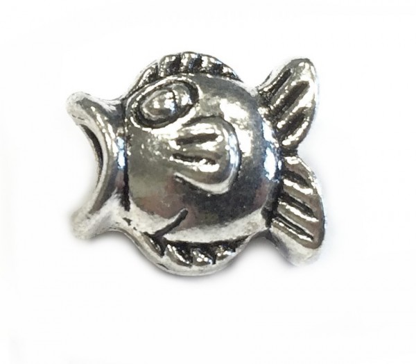 Fisch Perle 14x13x9mm - antique silber - Großloch