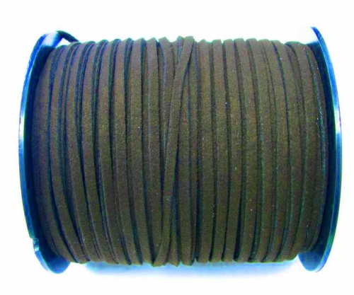 Wool ribbon flat in suede look – olive – 1 roll – 91 meter
