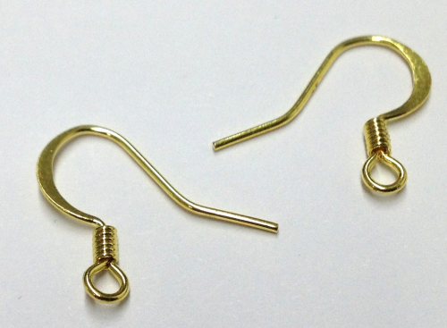 Ear pendant – fish hook small – real gold plated, 2 pieces