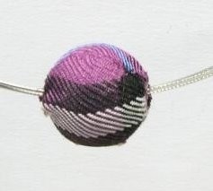 Fabric upholstered bead 14 mm, diamond purple look