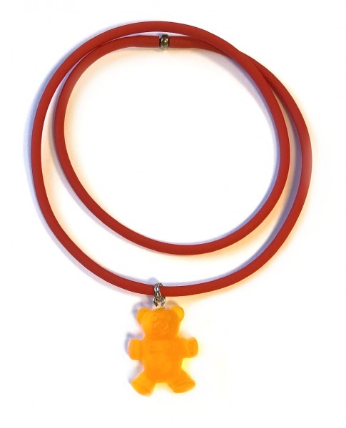 Rubber chain with bear pendant – orange