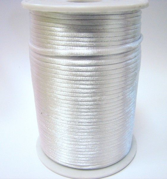 Silk ribbon 2mm – white – 91 meter spool artificial silk
