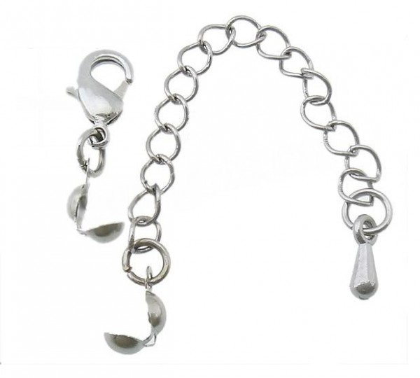 Squeeze top closure with lobster claw clasp + extension – stainless steel