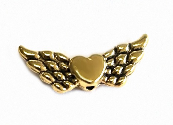 Angel wings - double - 22mm- antique gold colored
