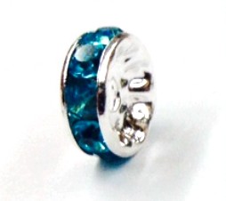 Strass Radel 10mm - silber farbig - Kristall: Blue Zirkon