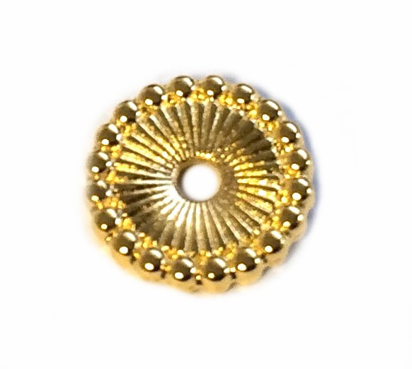Spacer Scheibe 12mm gemustert - Loch 2mm - Farbe: gold