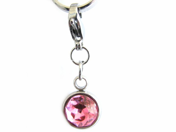 Charms - Pendant with lobster clasp - STAINLESS STEEL - Crystal rose