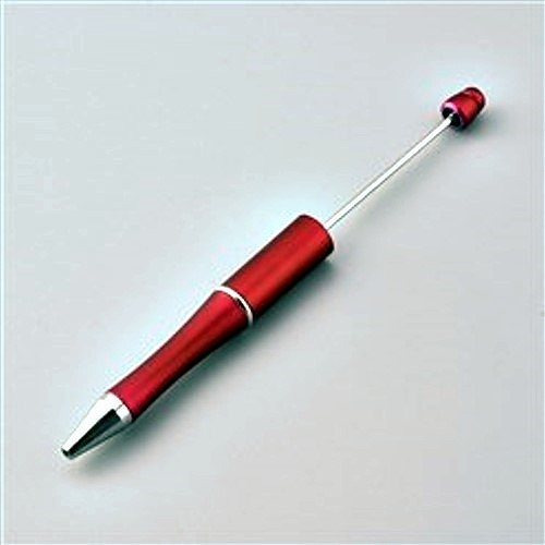 Beadable pen - a ballpoint pen that can be equipped with beads - color: ruby