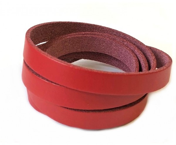 Leather strap flat 10 mm – red- 1 meter –