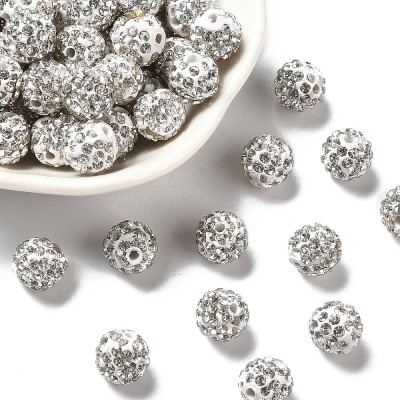 Shamballa Bead 10mm - crystal - with rhinestones PP13 - 1 piece