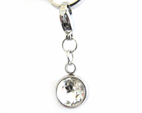 Charms - Pendant with lobster clasp - STAINLESS STEEL - Crystal clear