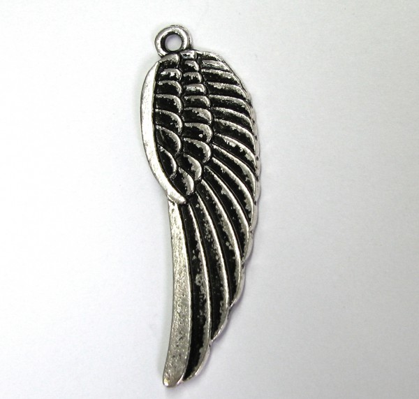Wings – angel wings – simple – 42 mm – antique silver colored