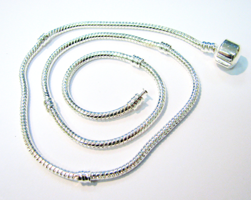 Collier passend für Fantasy Perlen und ähnlichen Module, silber farbig - 45cm