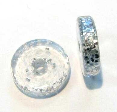 Spacer disc 10 mm Fine glitter silver – 1 pcs.