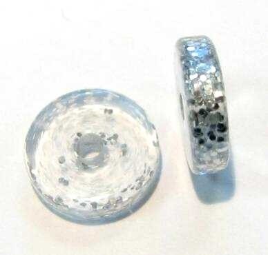 Spacer disc 10 mm Fine glitter silver – 1 pcs.